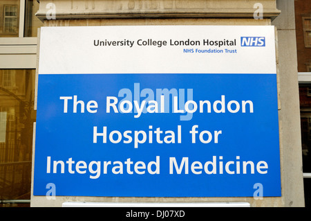 Die Royal London Hospital für integrierte Medizin Zeichen Bloomsbury London England UK Stockfoto