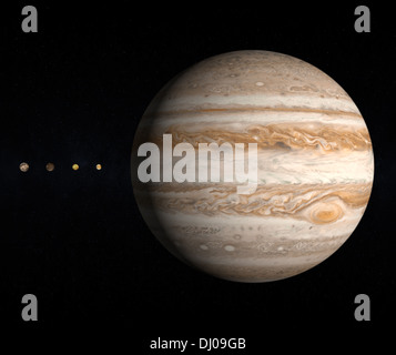 Jupiter und seine größten Monde Stockfoto