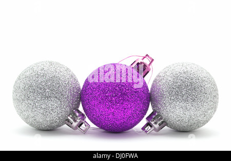 Sparkle Christbaumkugeln isoliert auf weiss Stockfoto