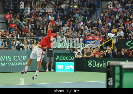 Belgrad, Serbien. 17. November 2013. Dusan Lajovic (Ser) während der Davis Cup-Finale zwischen Serbien und der Tschechischen Republik. © Aktion Plus Sport/Alamy Live-Nachrichten Stockfoto