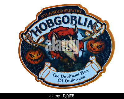 Wychwood Brewery Hobgoblin, das inoffizielle Bier von Halloween, Bierdeckel UK Stockfoto