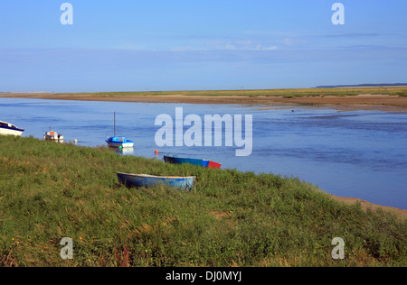 Festgemachten Boote auf Baie De La Somme von Quai Blavet, St Valery Sur Somme, Somme, Picardie, Frankreich Stockfoto