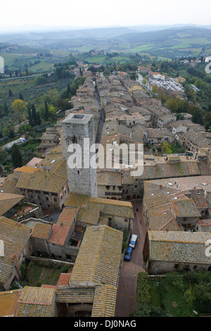 Türme und Dach tops San Gimignano Toskana Italien Stockfoto