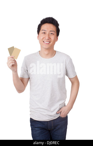 Geschäftsmann Holding Kreditkarte Stockfoto