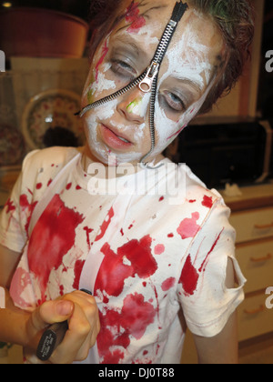 Zombie Kinder Halloween-Nacht Stockfoto