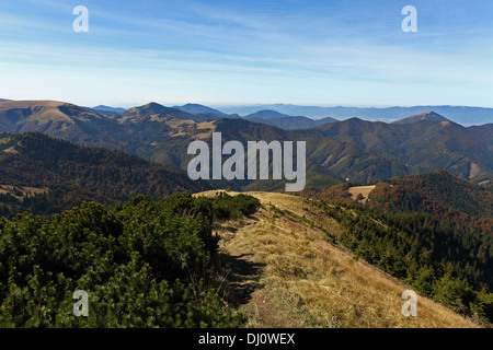 Nationalpark Velka Fatra vom Gipfel des Rakytov, Blick Richtung Borisov, Slowakei. Stockfoto