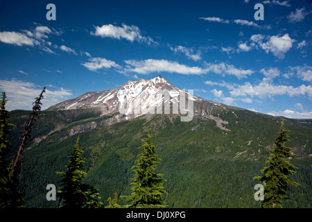 Mount Jefferson aus dem alten Feuer Lookout Website Grizzly Peak in Pamelia begrenzte Eingangsbereich der Mount Jefferson Wildnis. Stockfoto