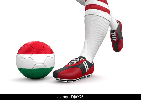 Mann und Soccer Ball mit ungarische Flagge (Clipping-Pfad enthalten) Stockfoto