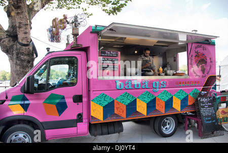 Rosa Indian Gourmet Street Food Van am Southbank Promenade in London UK Stockfoto