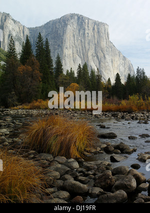 El Capitan ist im Yosemite Valley im November gesehen. Stockfoto