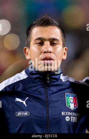 Reggio Emilia, Italien. 14. November 2013. Christliche Battocchio (ITA) Fußball / Fußball: UEFA European u-21-Meisterschaft 2015 Qualifying Runde Gruppe 9 match zwischen Italien 3-0 Nordirland Mapei-Stadion in Reggio Emilia, Italien. © Maurizio Borsari/AFLO/Alamy Live-Nachrichten Stockfoto