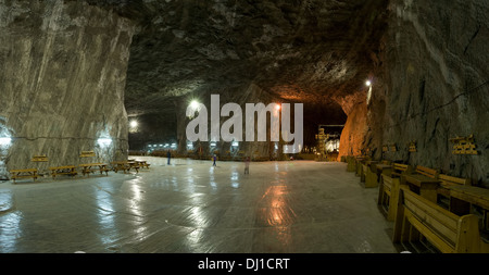 Panoramablick in das Salz mir Praid, Rumänien Stockfoto