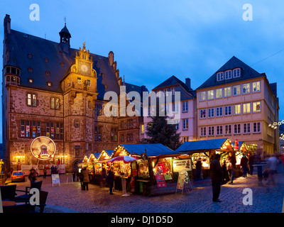 Weihnachtsmarkt in Marburg, Hessen, Deutschland Stockfoto