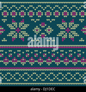 Gestrickte Textur mit floralem Muster Stockfoto