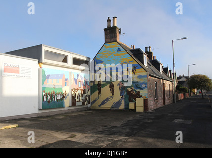 Alte Dorf Leben Wandbild Invergordon Schottland November 2013 Stockfoto