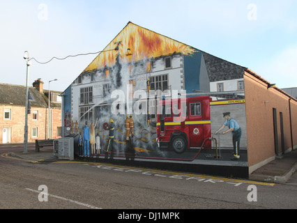 Brennende Gebäude Wandbild Invergordon Schottland November 2013 Stockfoto