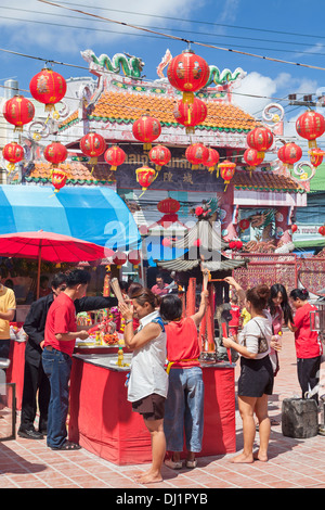 Chinesische Neujahr gefeiert an der Stadt-Säule-Schrein, Songkhla, Thailand Stockfoto