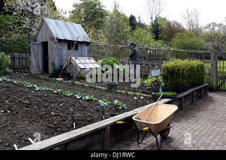 KLEINEN SCHREBERGARTEN UND GÄRTNER. VEREINIGTES KÖNIGREICH. Stockfoto