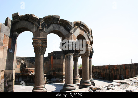 Im 7. Jahrhundert Ruinen Zvartnots Kathedrale in Armenien, UNESCO-Weltkulturerbe. Stockfoto