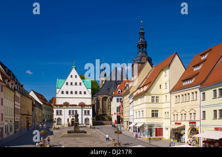 Marktplatz mit Rathaus und St.-Andreas Kirche, Eisleben, Sachsen-Anhalt Deutschland Stockfoto