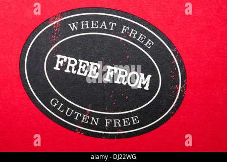 Frei von Weizen frei Glutenfrei Informationen Symbol Logo auf der Box von Tesco Finest cookies Stockfoto