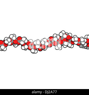 Polymilchsäure (PLA, Polylactid) Säure Biokunststoff, chemische Struktur - lineare Fragment (Detail). Kompostierbaren Polymer. Stockfoto