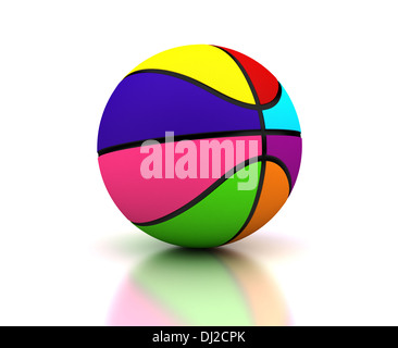 Bunte Basketball auf weißem Hintergrund (computergenerierte Bild) Stockfoto
