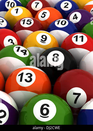 Hintergrund mit Billardkugeln (computergenerierte Bild) Stockfoto