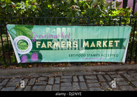 Greenmarket Lebensmittelmarkt, Upper West Side, Manhattan, New York City, Vereinigte Staaten von Amerika. Stockfoto