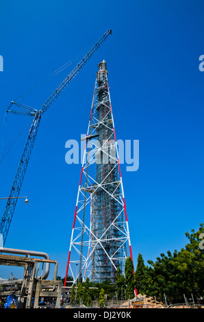 Wartung flare brennendes Gas bei Raffinerie-Anlage Stockfoto