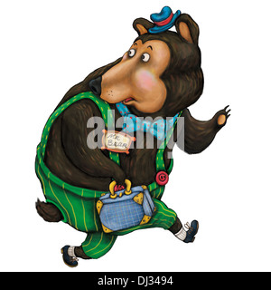 Illustration der Angst Bär mit dem Aktenkoffer auf weißem Hintergrund Stockfoto