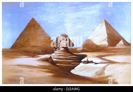 Die große Sphinx Pyramiden von Gizeh von David Roberts 1839 Stockfoto