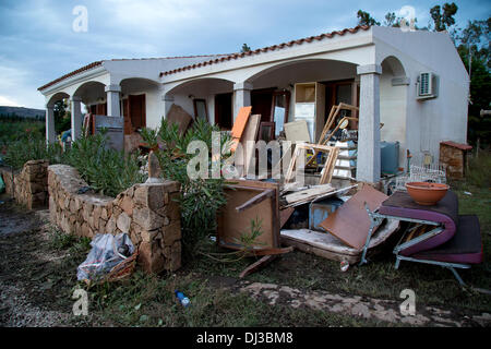 20. November 2013 Sardinien Flut Provinz Nuoro zwischen Posada und Torpè. Alle überfluteten Haus ruiniert, indem das Wasser Credit: wirklich Easy Star/Alamy Live News Stockfoto