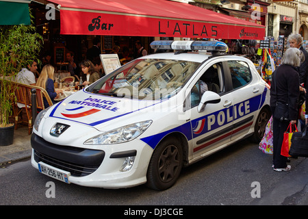 Polizeiauto Nationale in Paris Quartier Latin Stockfoto