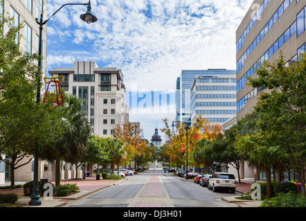 Main Street in Richtung des Gebäudes Repräsentantenhaus von South Carolina, Columbia, South Carolina, USA anzeigen Stockfoto