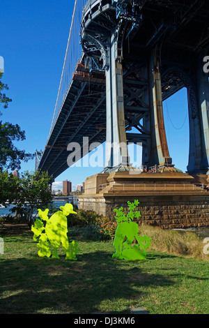 Kunstwerk im Brooklyn Bridge park Stockfoto