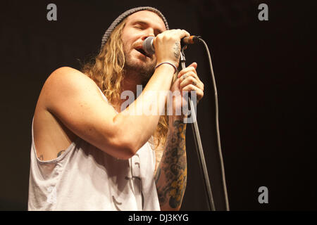 Norfolk, Virginia, USA. 20. August 2012. Sänger JARED WATSON von der schmutzigen Köpfe führt an der NorVa in Norfolk, Virginia © Daniel DeSlover/ZUMAPRESS.com/Alamy Live-Nachrichten Stockfoto