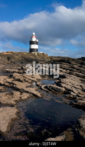 Felsen und Bucht am Hook Head Leuchtturm, County Wexford, Irland Stockfoto