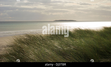 Strand von Kilmore Blickrichtung Saltee Inseln, County Wexford, Irland Stockfoto