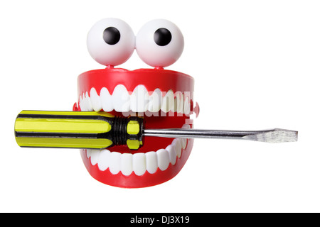 Klappern Zähne Spielzeug mit Schraubendreher Stockfoto