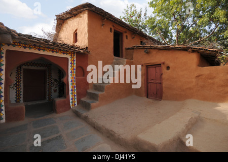 Tribal House, Shilpgram, Udaipur, Rajasthan Indien Stockfoto