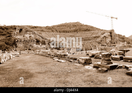 Das Grand Theater von Ephesus-sepia Stockfoto