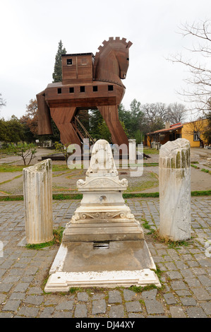 In Troja mit Trojanischen Pferd in der Türkei Stockfoto