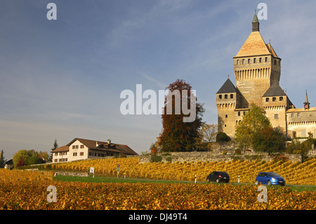 Schloss Vufflens-le-Château, Waadt, Schweiz Stockfoto