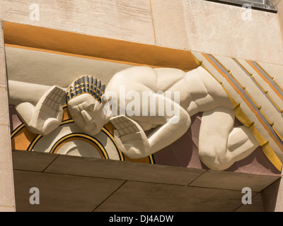 Ton und Licht Flachrelief Panel, das Rockefeller Center, New York Stockfoto