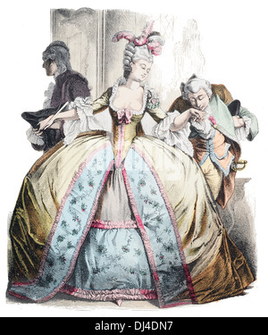 Dame im Reifen Kleid Frankreich 18. Jahrhundert Stockfoto