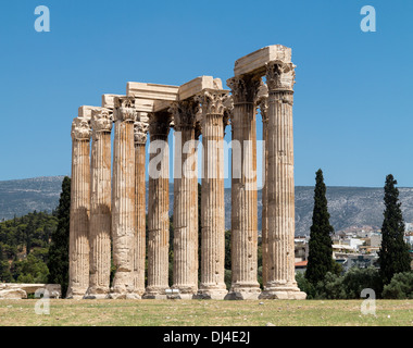 Die antiken griechischen Tempel des Olympischen Zeus/Olympieion, Athen, Griechenland Stockfoto