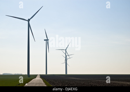 Windkraftanlagen auf dem Feld Stockfoto