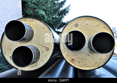 Warmwasserleitungen Stockfoto