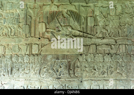Relief auf der Süd-Tribüne, Angkor Wat Stockfoto